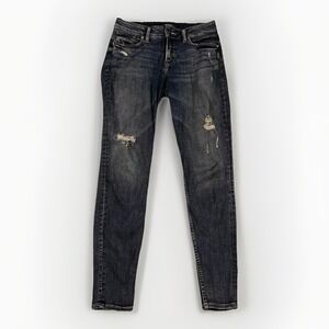 Silver Jeans Co Suki Super Skinny Jeans Mid Rise Stretch Distressed Size 26x29